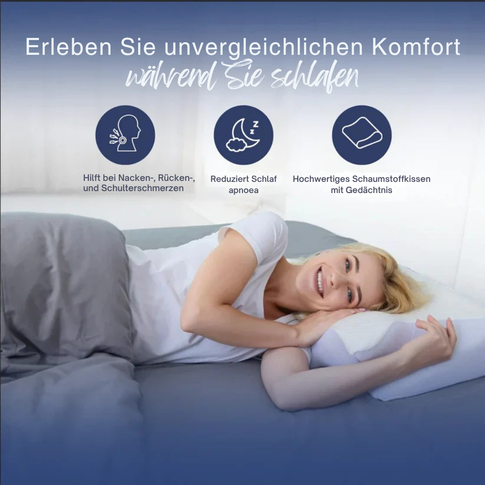ErgoPillow™ | Besser schlafen, frischer aufwachen – ergonomische Unterstützung für Nacken und Rücken die ganze Nacht