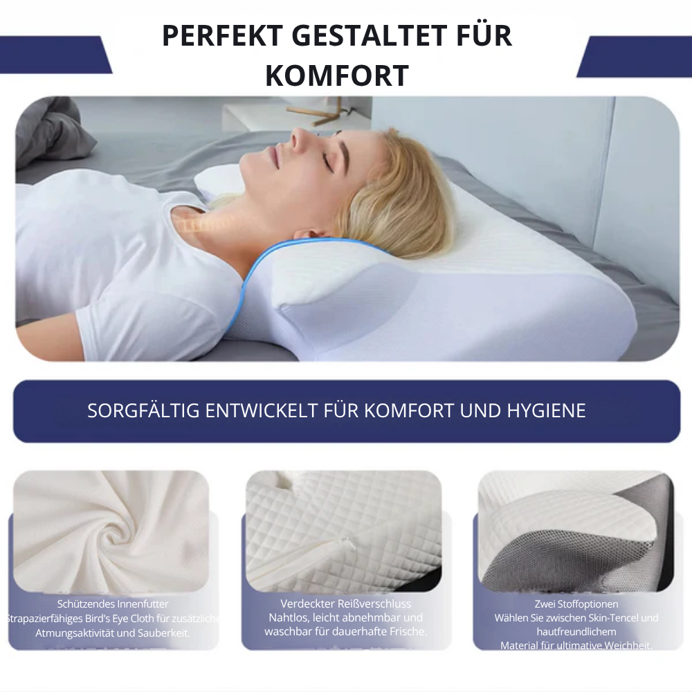 ErgoPillow™ | Besser schlafen, frischer aufwachen – ergonomische Unterstützung für Nacken und Rücken die ganze Nacht