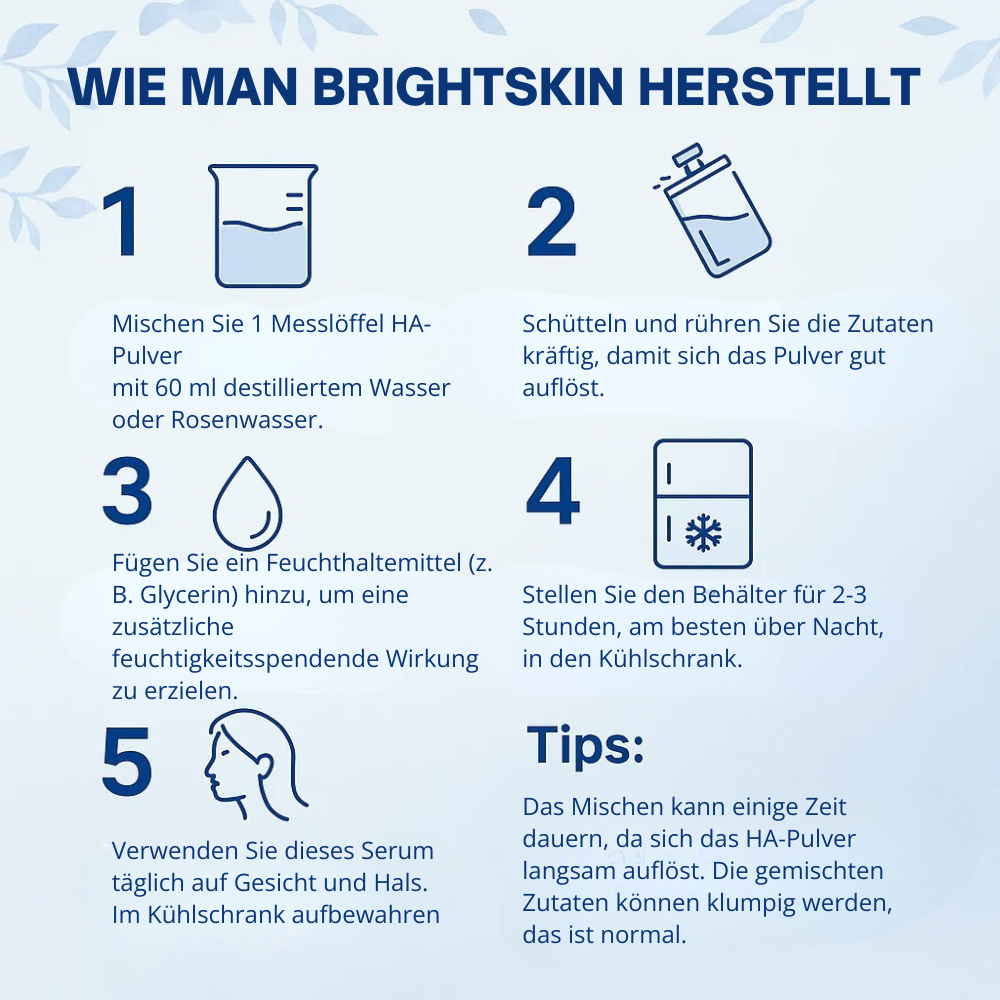 BrightSkin™ | Stellen Sie Ihr eigenes Hyaluron-Serum her. Rein. Strahlend. Revitalisierend.