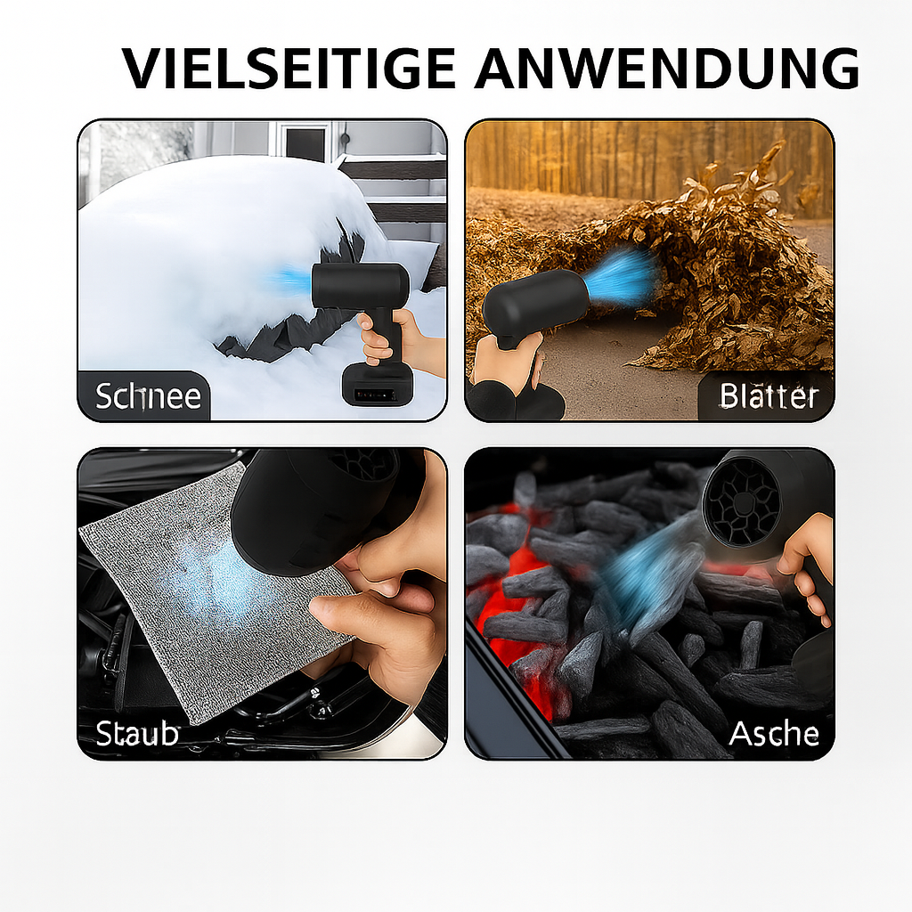 LeafBreeze™ | Kabelloser Bläser zur schnellen Reinigung von Blättern, Schmutz, Staub und Alltagsabfällen